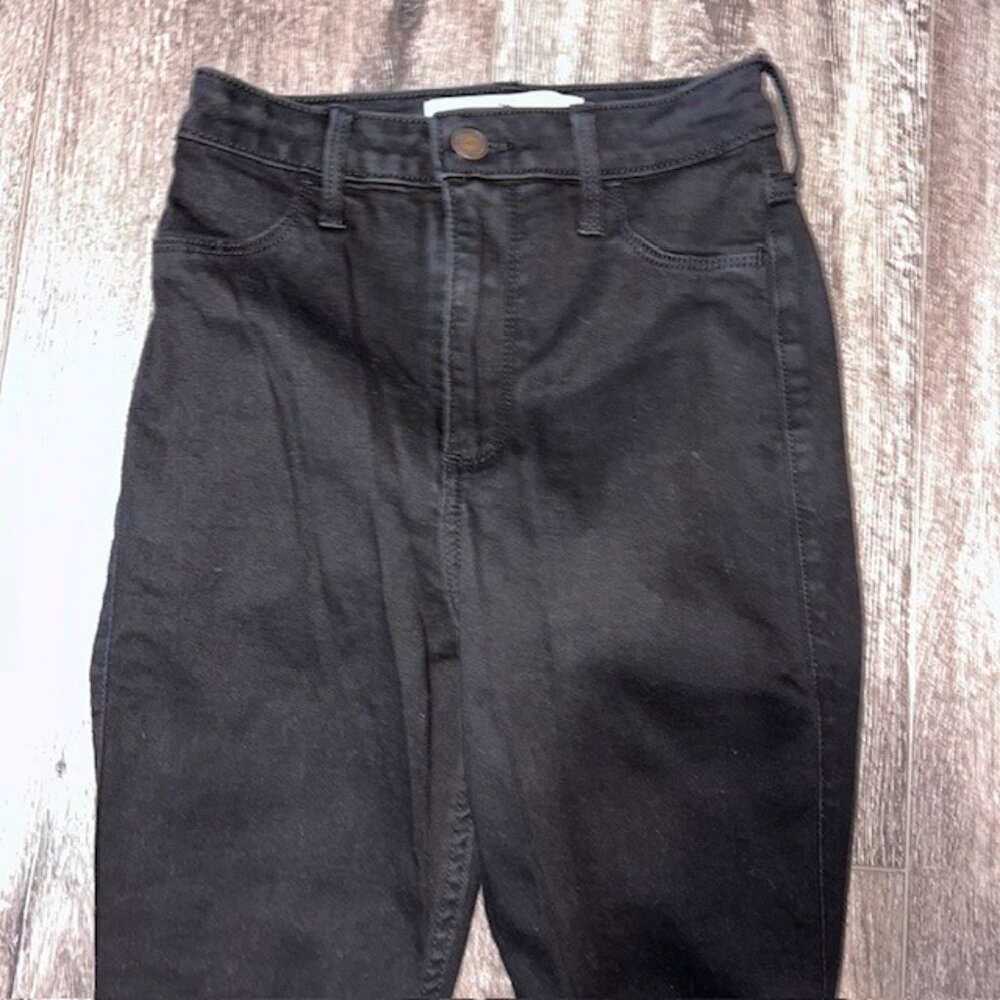 Hollister Womens 1S 25x26 High Rise Jeans Legging Denim Black Pants - Picture 2 of 5
